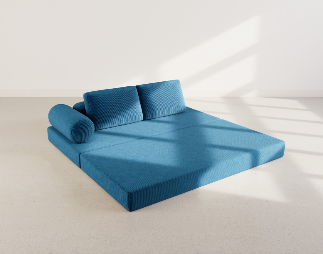 Canapé 3 places convertible en velours côtelé Lonny