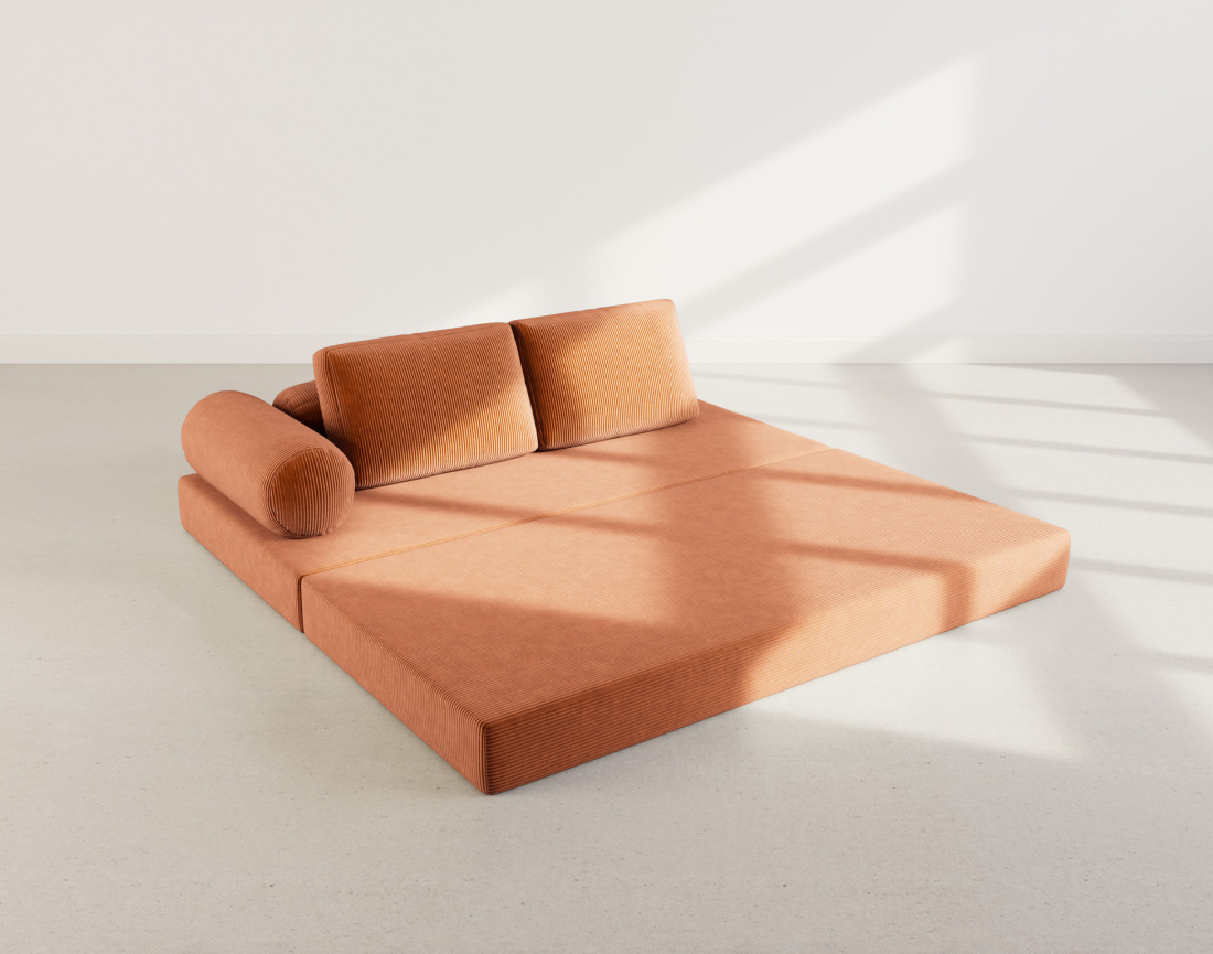 Canapé 3 places convertible en velours côtelé Lonny