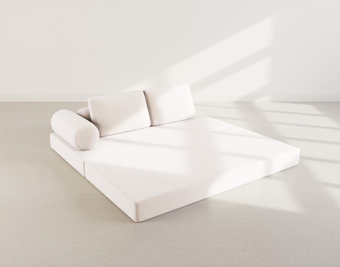 Canapé 3 places convertible en velours côtelé Lonny