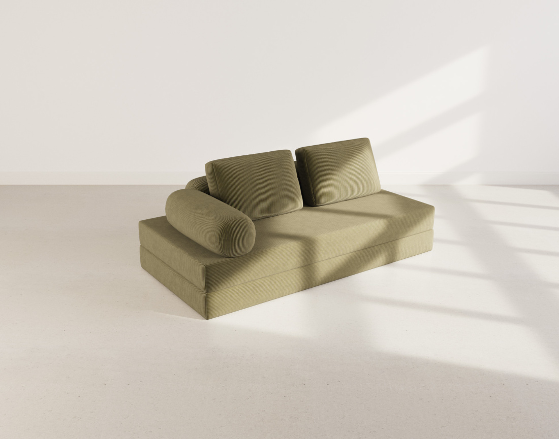 Canapé 3 places convertible en velours côtelé Lonny