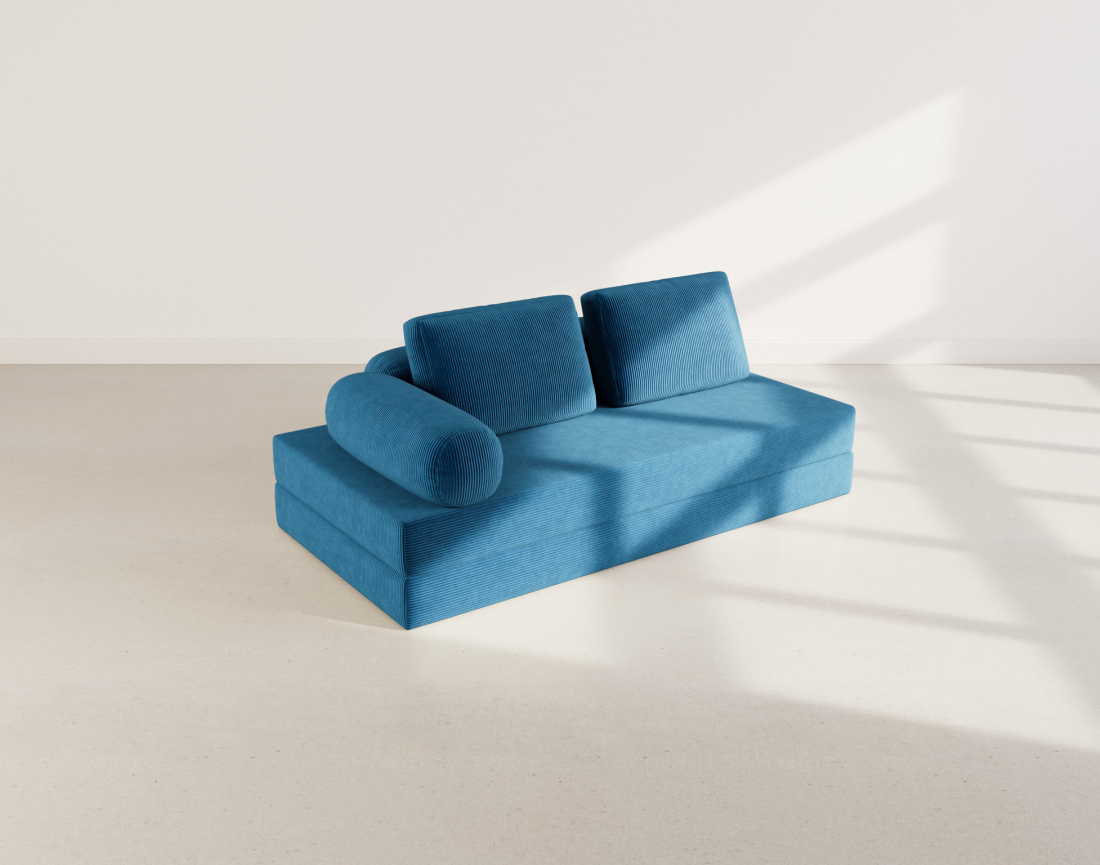 Canapé 3 places convertible en velours côtelé Lonny