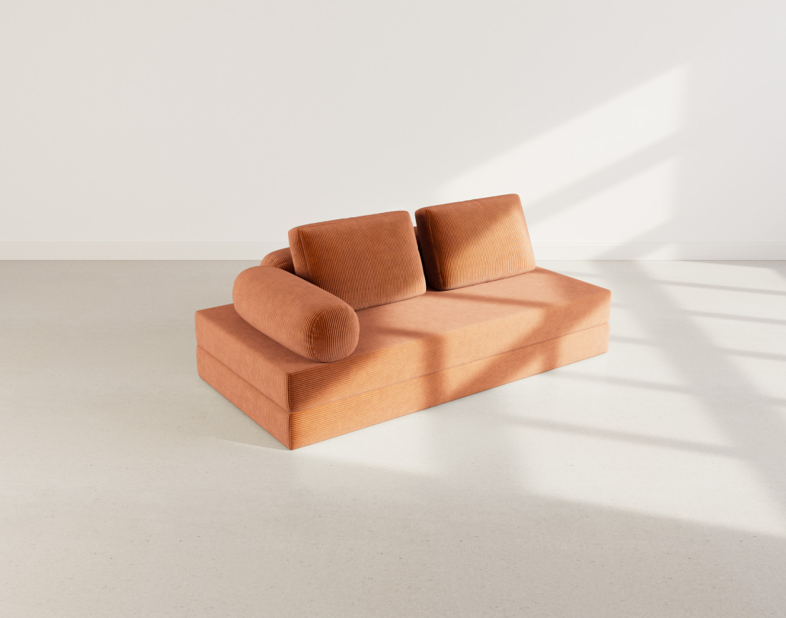 Canapé 3 places convertible en velours côtelé Lonny