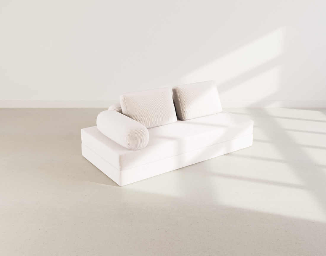 Canapé 3 places convertible en velours côtelé Lonny