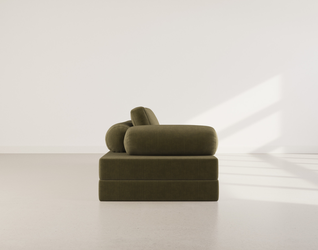 Canapé 3 places convertible en velours côtelé Lonny