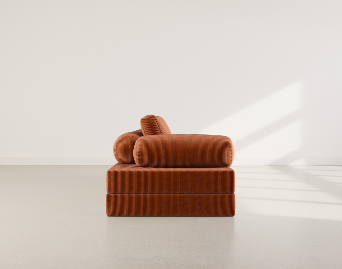 Canapé 3 places convertible en velours côtelé Lonny