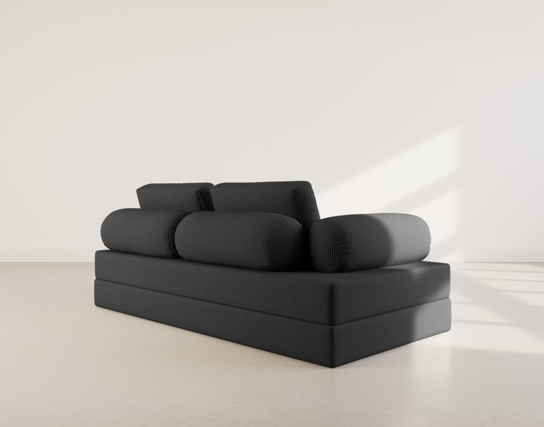 Canapé 3 places convertible en velours côtelé Lonny