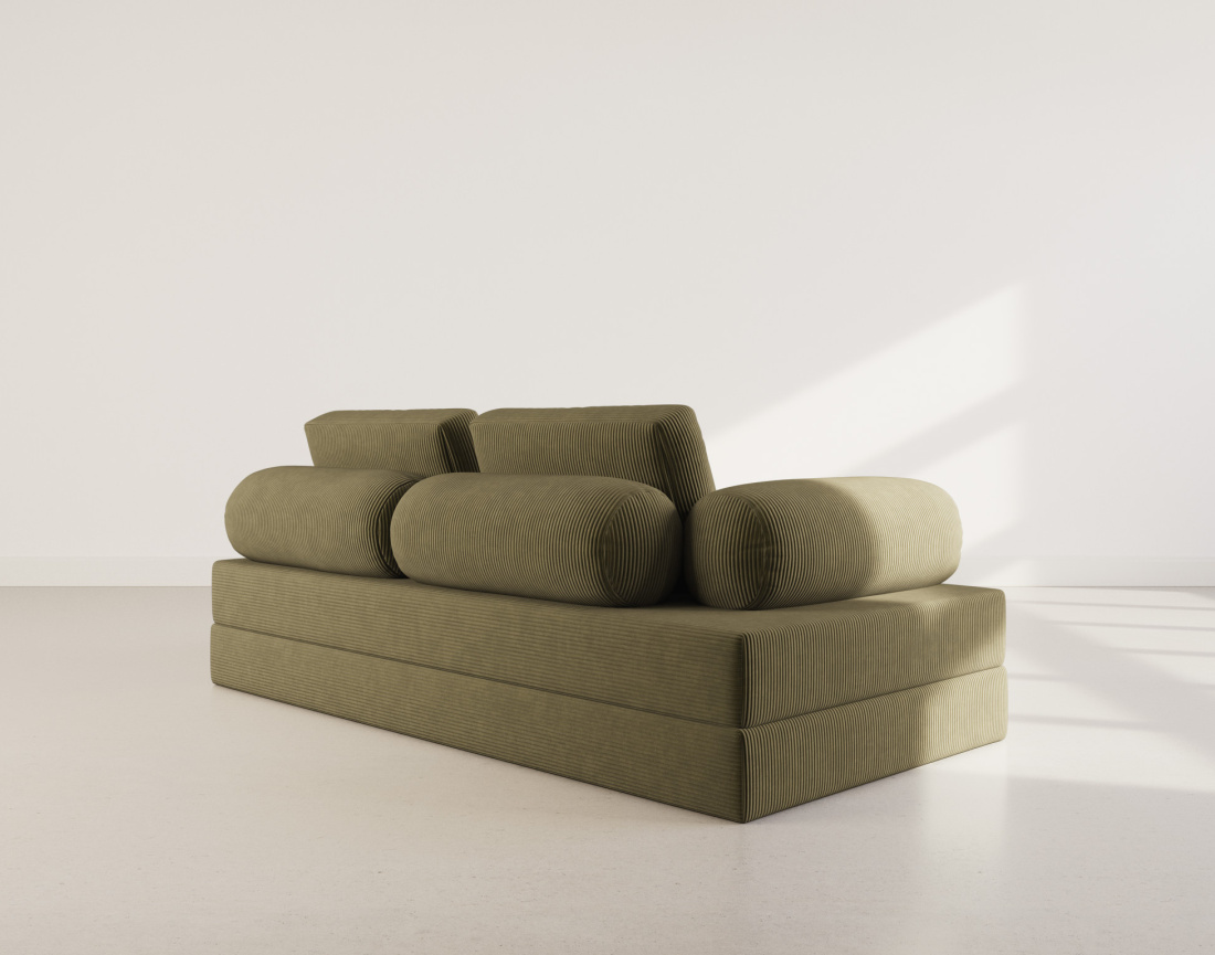 Canapé 3 places convertible en velours côtelé Lonny