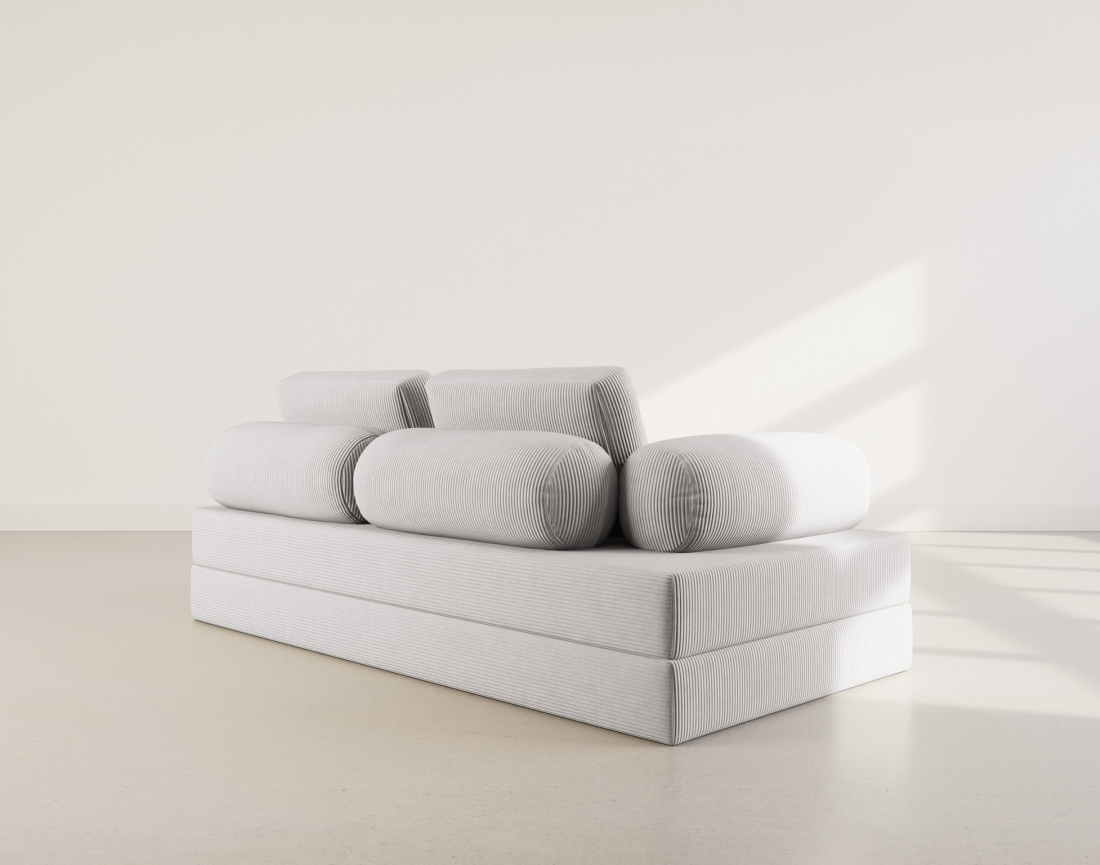 Canapé 3 places convertible en velours côtelé Lonny