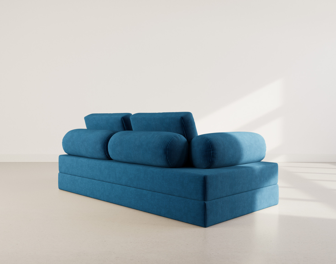 Canapé 3 places convertible en velours côtelé Lonny