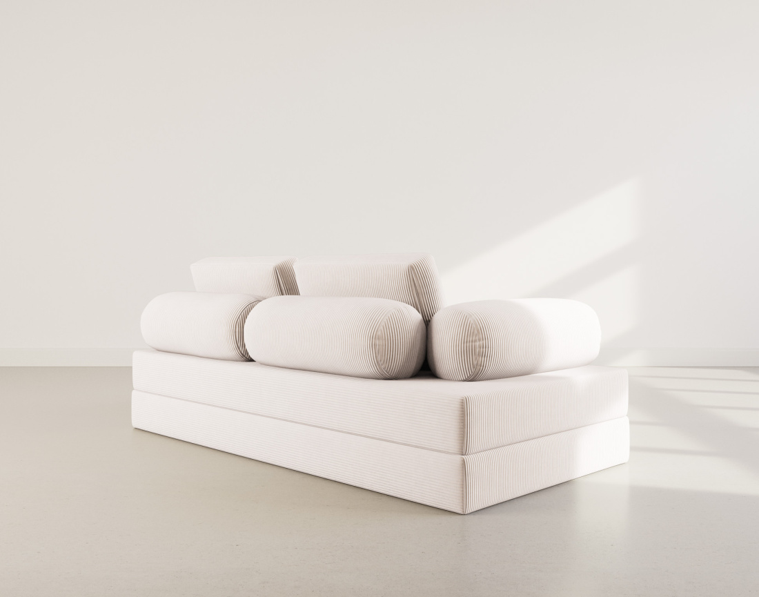 Canapé 3 places convertible en velours côtelé Lonny