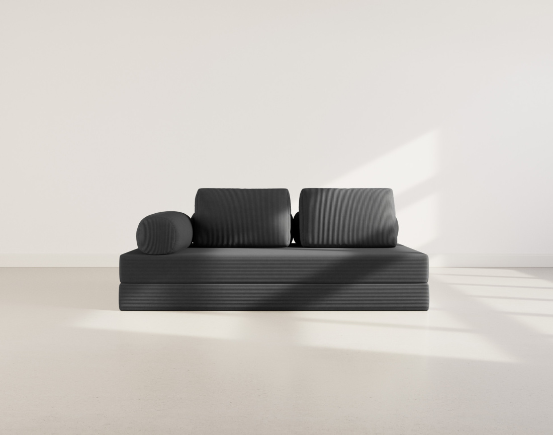 Canapé 3 places convertible en velours côtelé Lonny