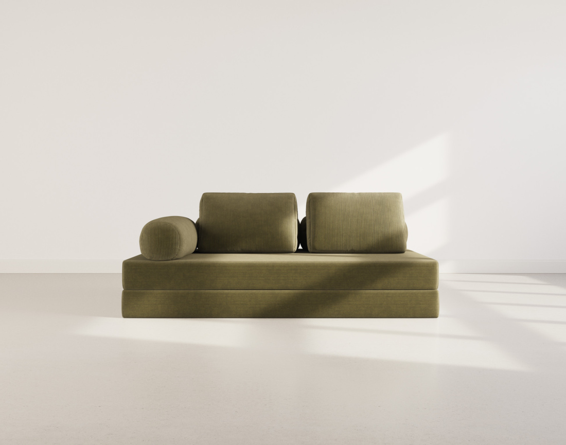 Canapé 3 places convertible en velours côtelé Lonny