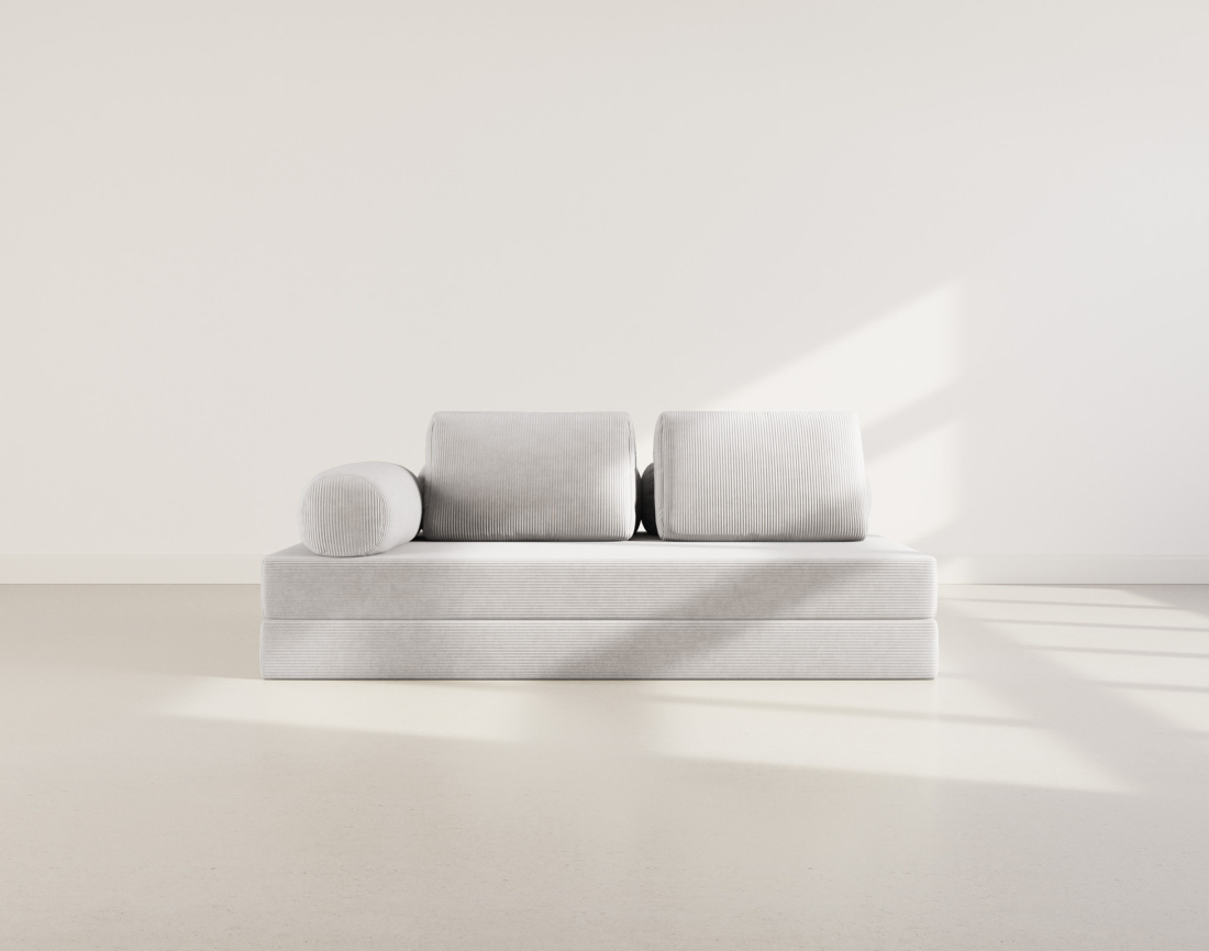 Canapé 3 places convertible en velours côtelé Lonny