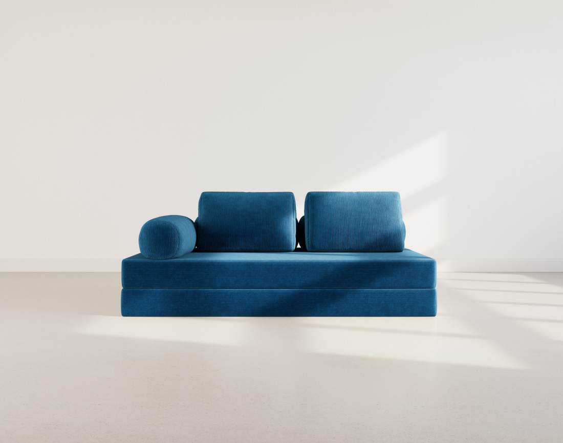 Canapé 3 places convertible en velours côtelé Lonny