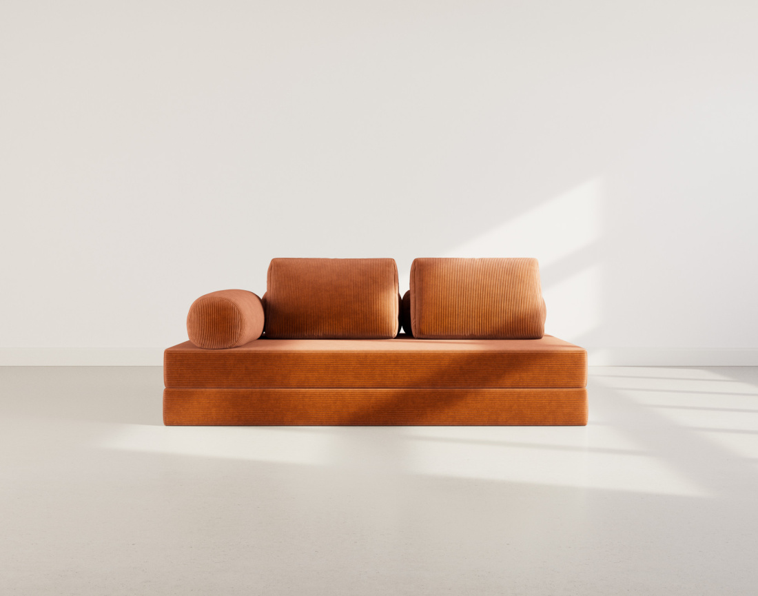 Canapé 3 places convertible en velours côtelé Lonny