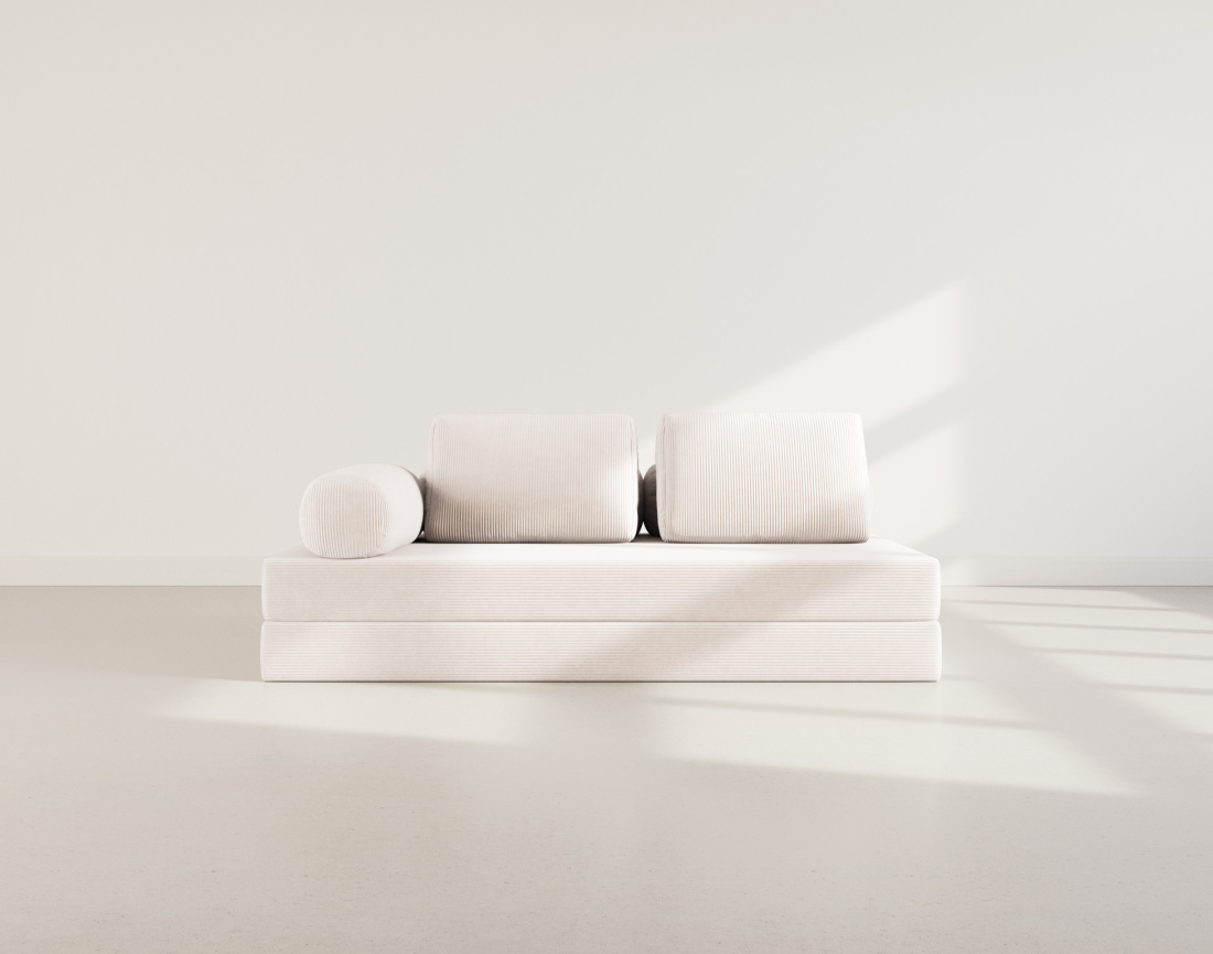 Canapé 3 places convertible en velours côtelé Lonny