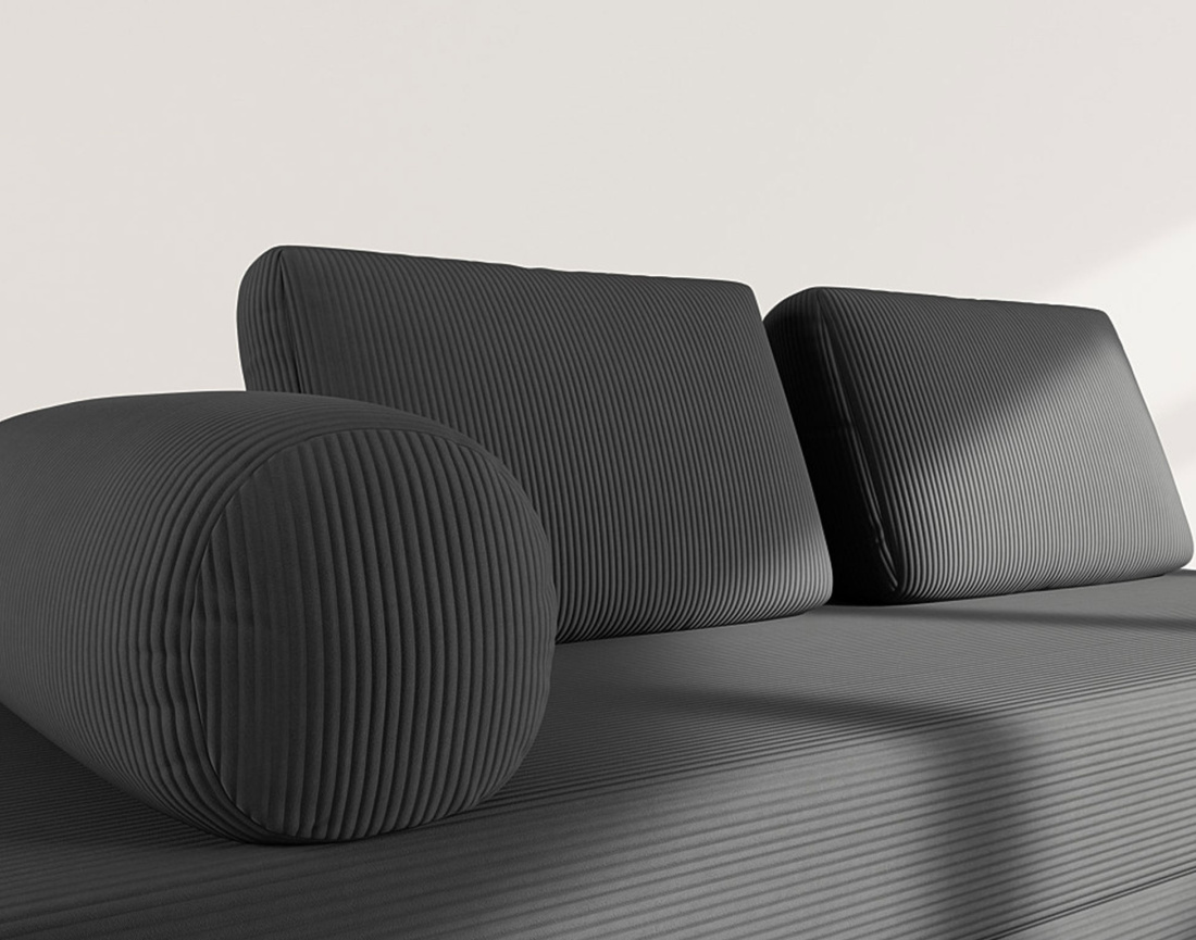 Canapé 3 places convertible en velours côtelé Lonny