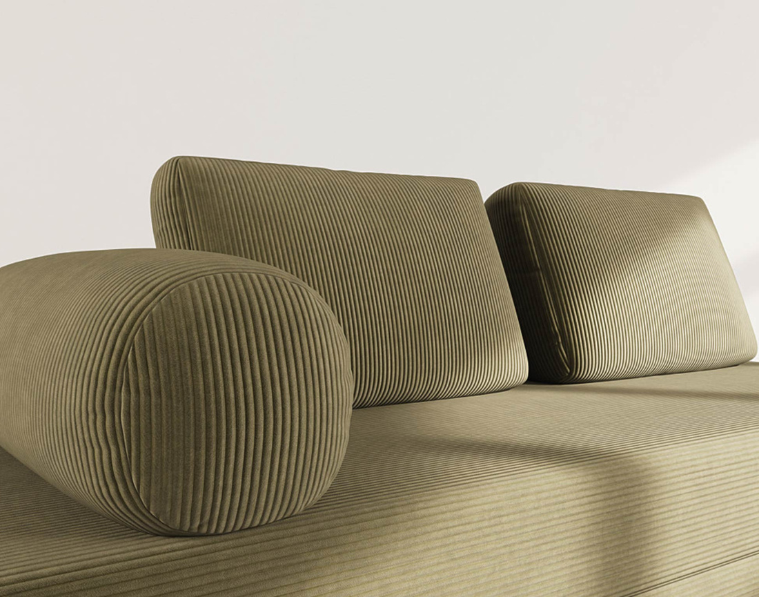 Canapé 3 places convertible en velours côtelé Lonny