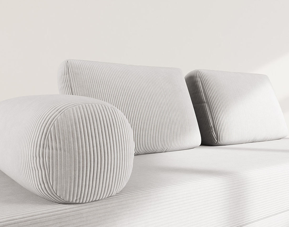 Canapé 3 places convertible en velours côtelé Lonny