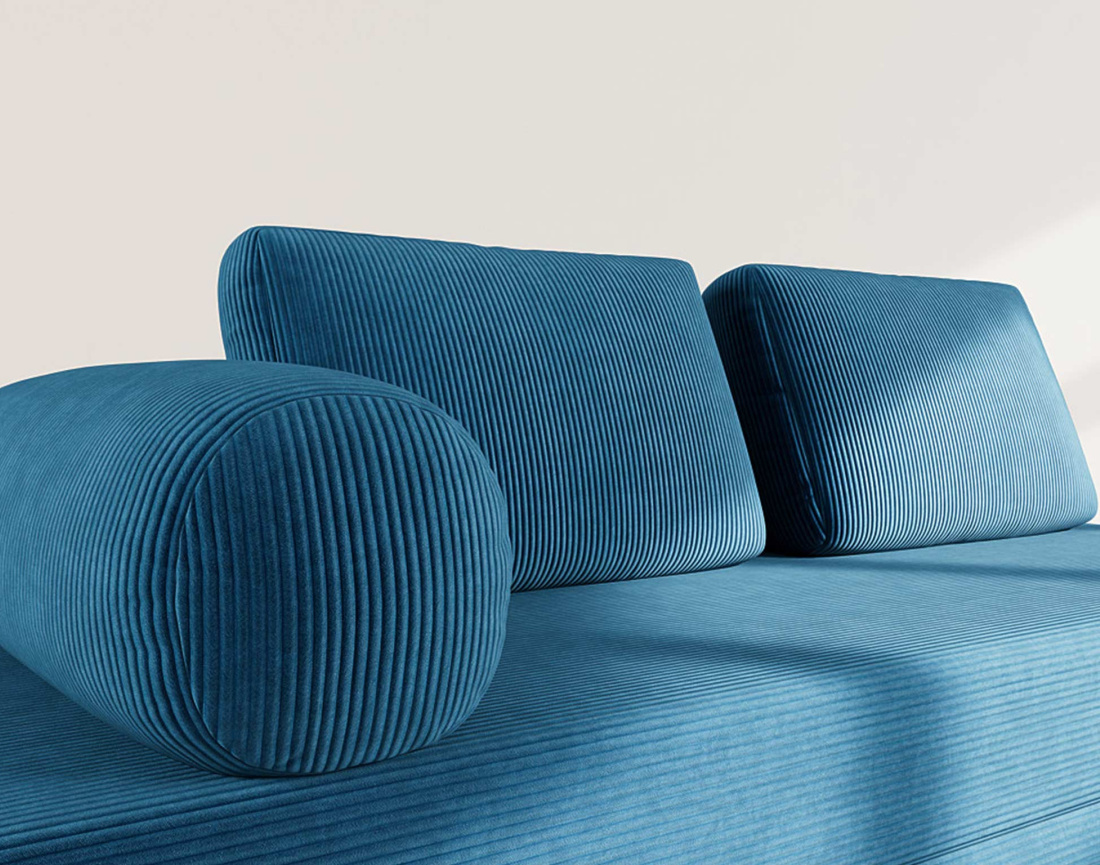 Canapé 3 places convertible en velours côtelé Lonny