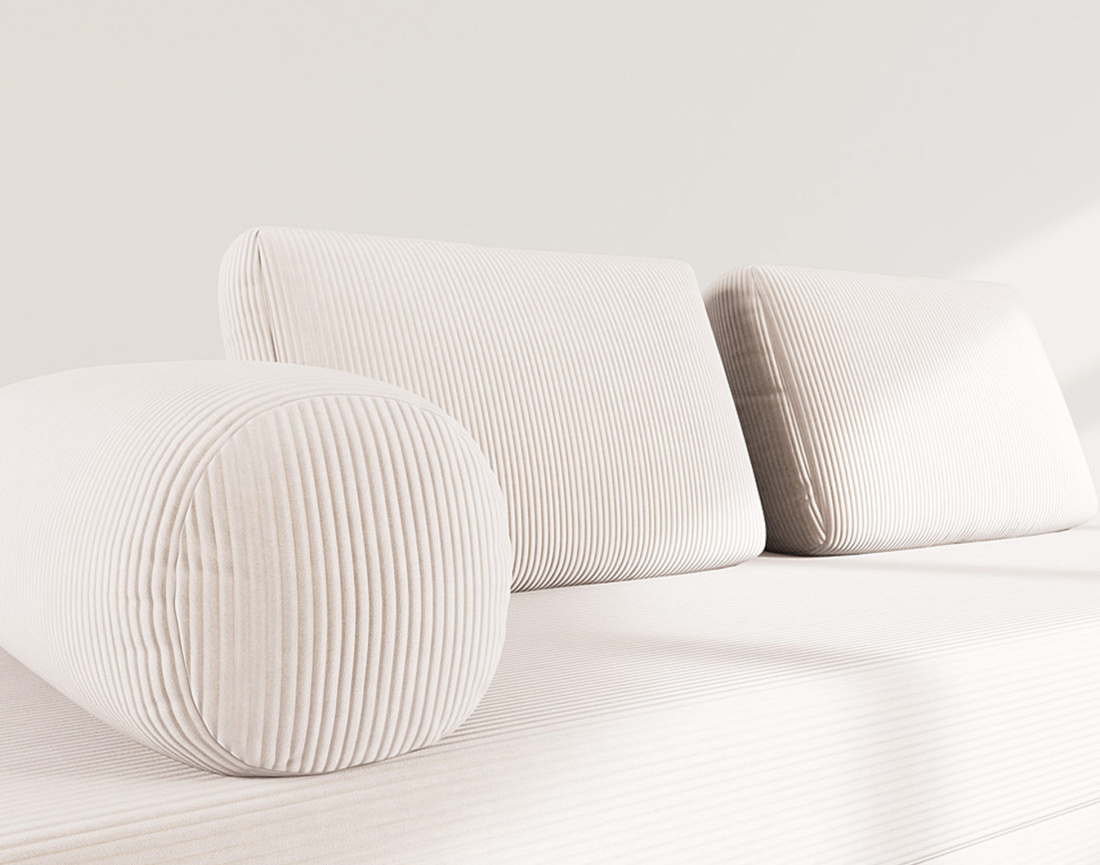 Canapé 3 places convertible en velours côtelé Lonny