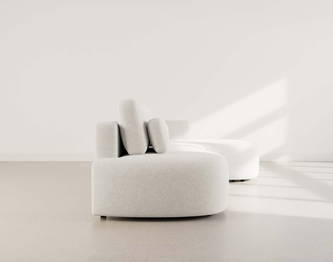 Canapé d'angle droit 4 places convertible avec coffre en tissu texturé Mahina