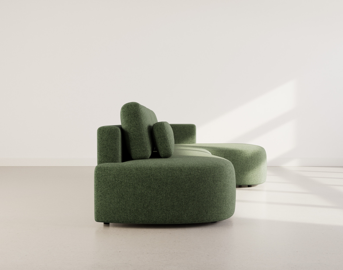 Canapé d'angle droit 4 places convertible avec coffre en tissu texturé Mahina