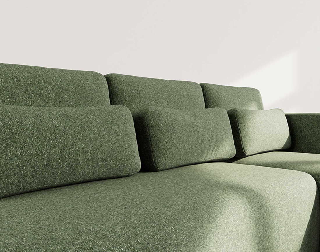 Canapé d'angle droit 4 places convertible avec coffre en tissu texturé Mahina