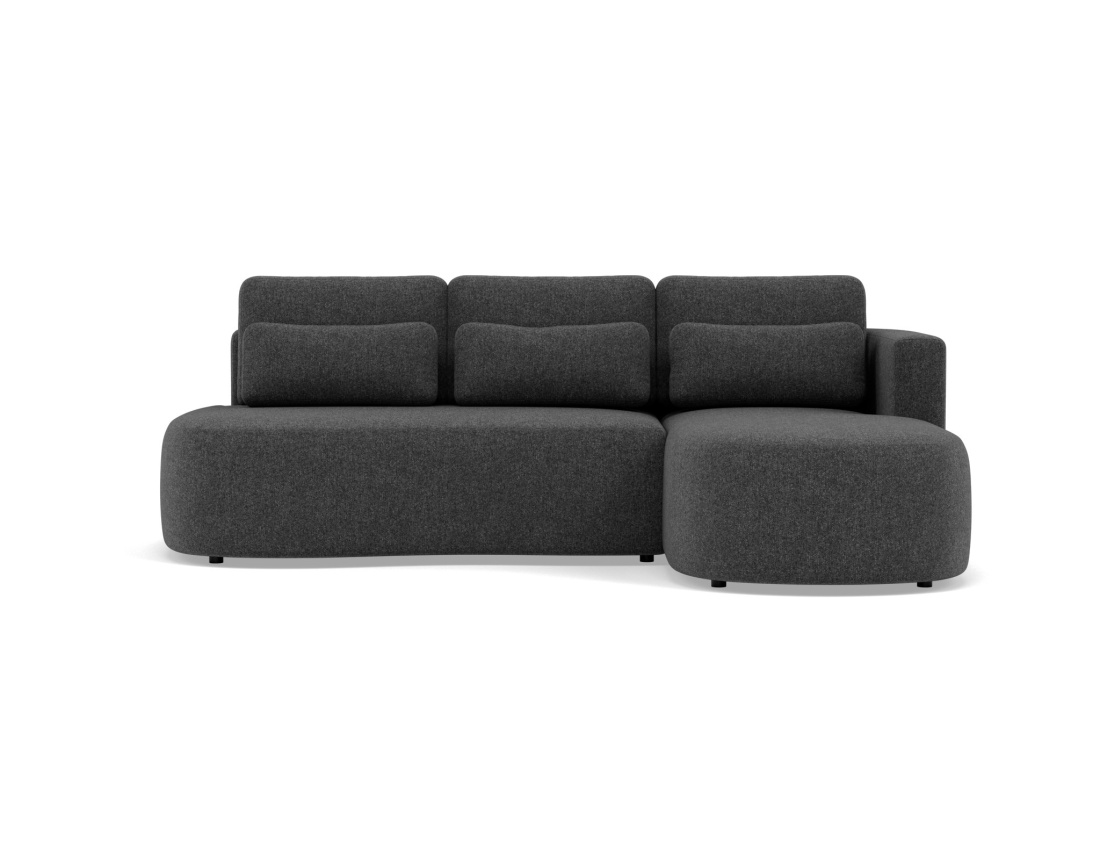 Canapé d'angle droit 4 places convertible avec coffre en tissu texturé Mahina