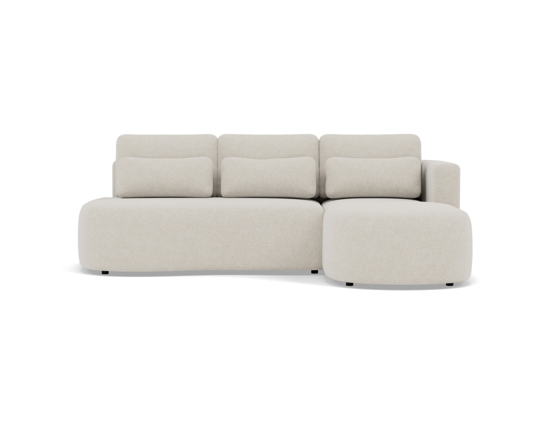 Canapé d'angle droit 4 places convertible avec coffre en tissu texturé Mahina