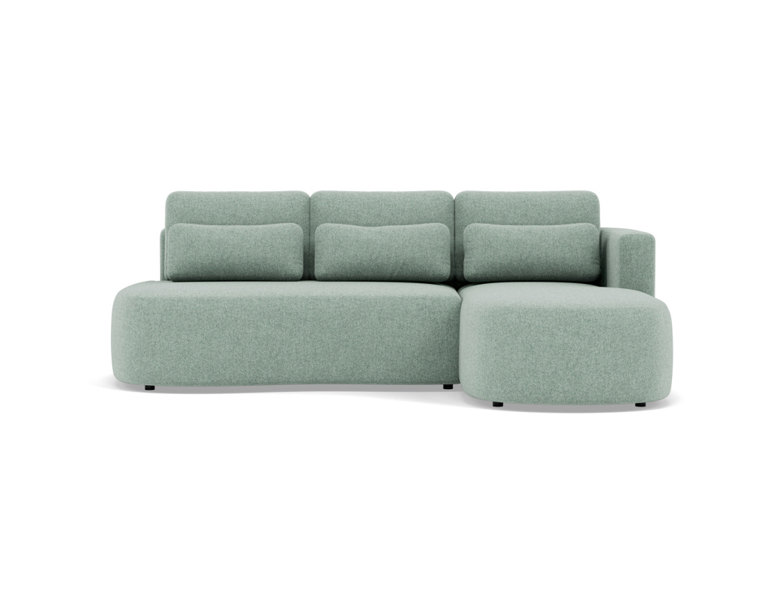 Canapé d'angle droit 4 places convertible avec coffre en tissu texturé Mahina