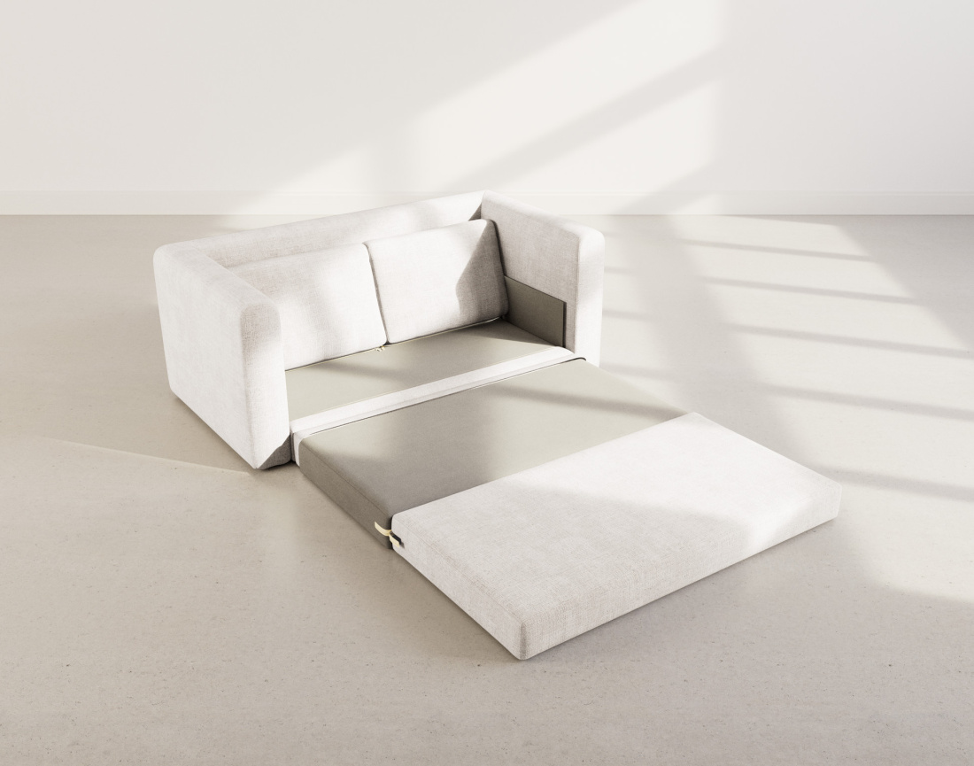 Canapé 2 places convertible déplimousse en velours texturé Marilia