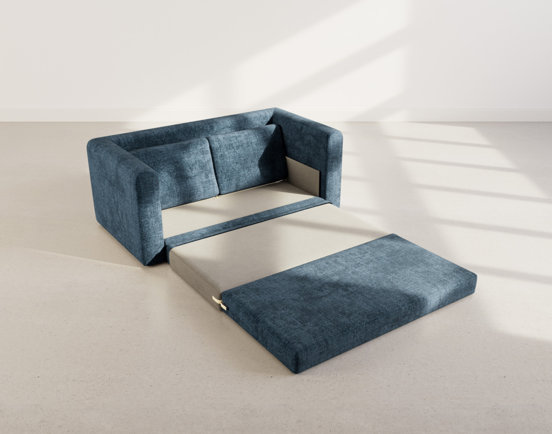 Canapé 2 places convertible déplimousse en velours texturé Marilia