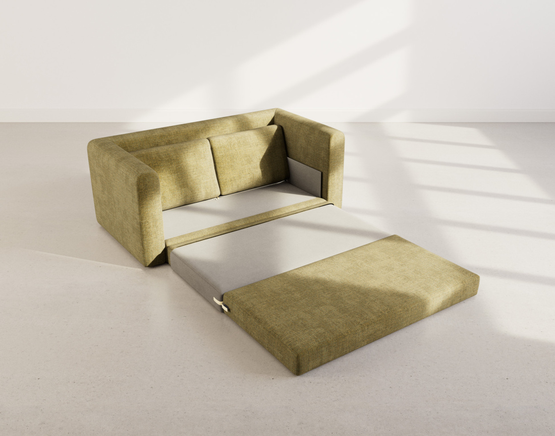 Canapé 2 places convertible déplimousse en velours texturé Marilia