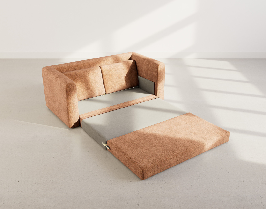 Canapé 2 places convertible déplimousse en velours texturé Marilia