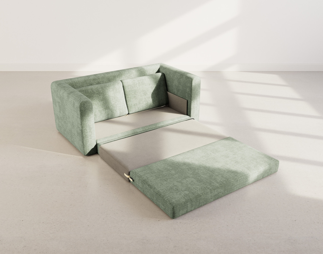 Canapé 2 places convertible déplimousse en velours texturé Marilia