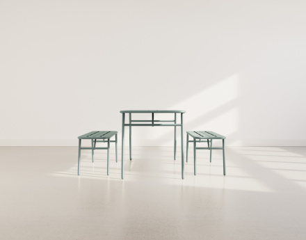 Ensemble table et bancs de jardin 4 personnes vert Ribola