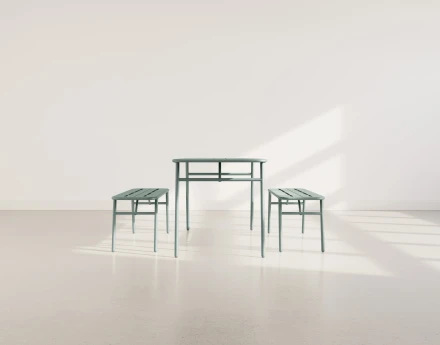 Ensemble table et bancs de jardin 4 personnes vert Ribola