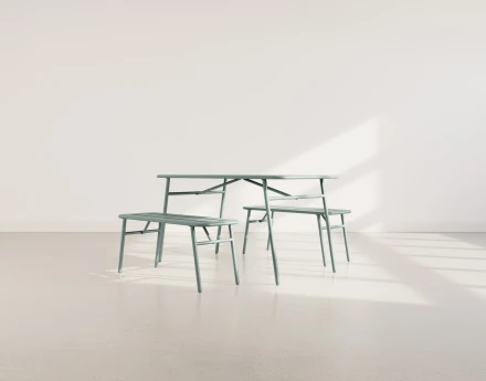 Ensemble table et bancs de jardin 4 personnes vert Ribola