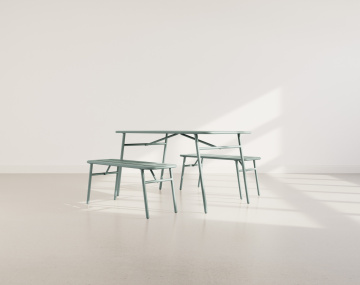 Ensemble table et bancs de jardin 4 personnes vert Ribola