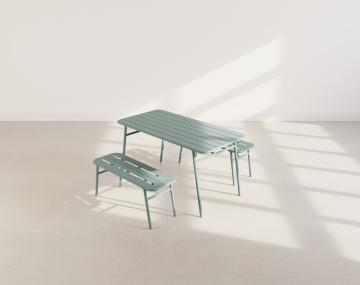 Ensemble table et bancs de jardin 4 personnes vert Ribola