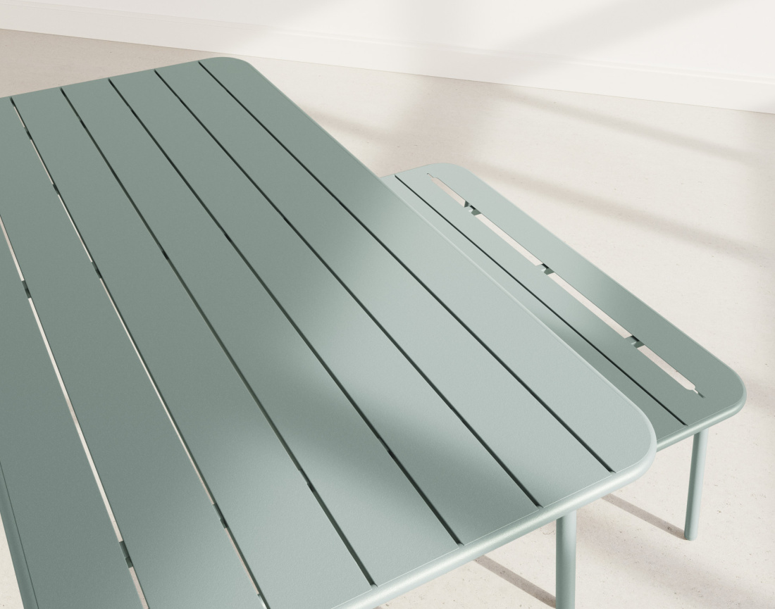 Ensemble table et bancs de jardin 4 personnes vert Ribola