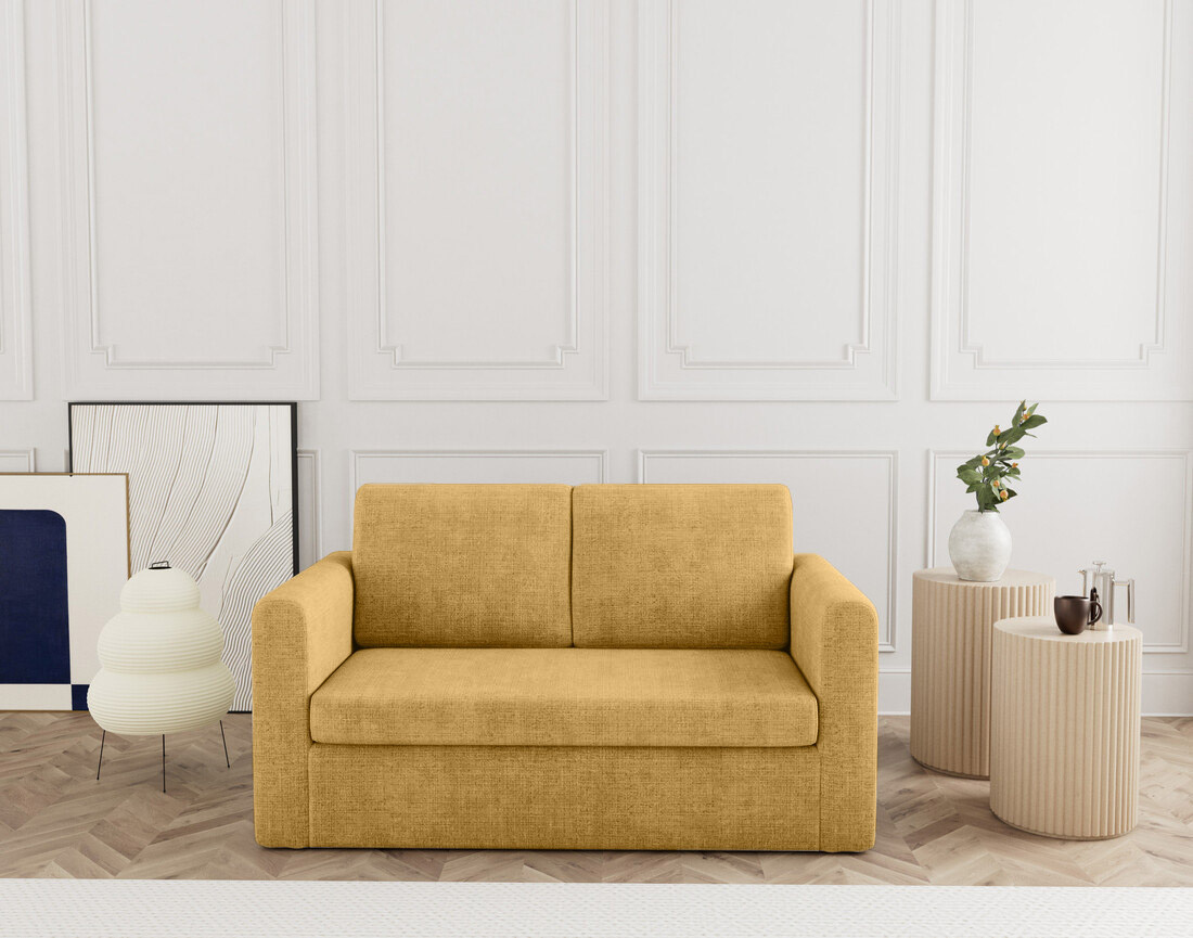 Canapé 2 places convertible déplimousse en velours texturé Marilia