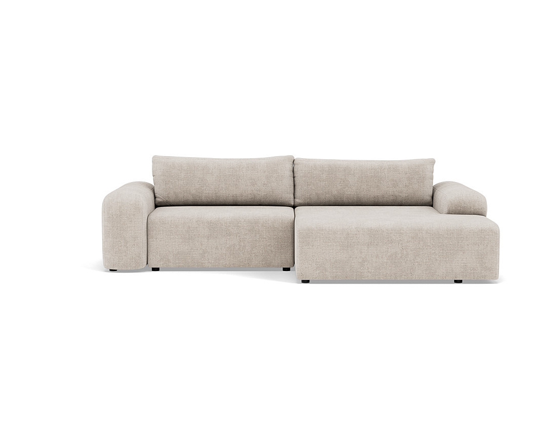 Canapé d'angle droit 4 places convertible avec coffre en velours texturé Rebecca