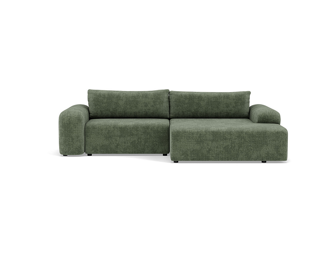 Canapé d'angle droit 4 places convertible avec coffre en velours texturé Rebecca