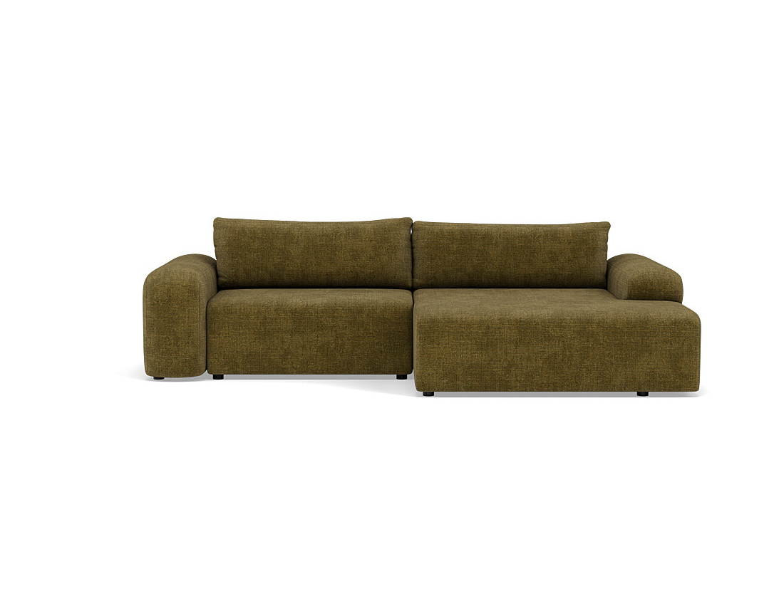 Canapé d'angle droit 4 places convertible avec coffre en velours texturé Rebecca