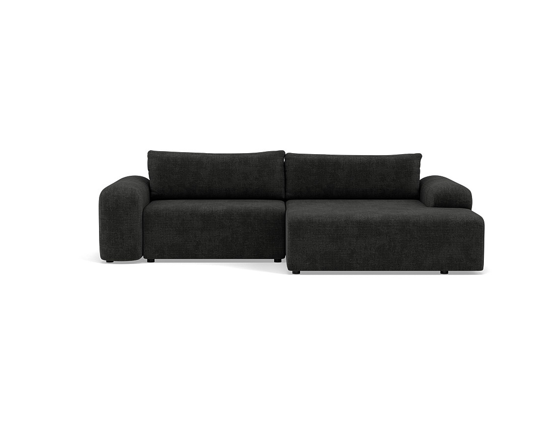 Canapé d'angle droit 4 places convertible avec coffre en velours texturé Rebecca