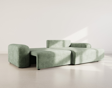 Canapé d'angle droit 4 places convertible avec coffre en velours texturé Rebecca