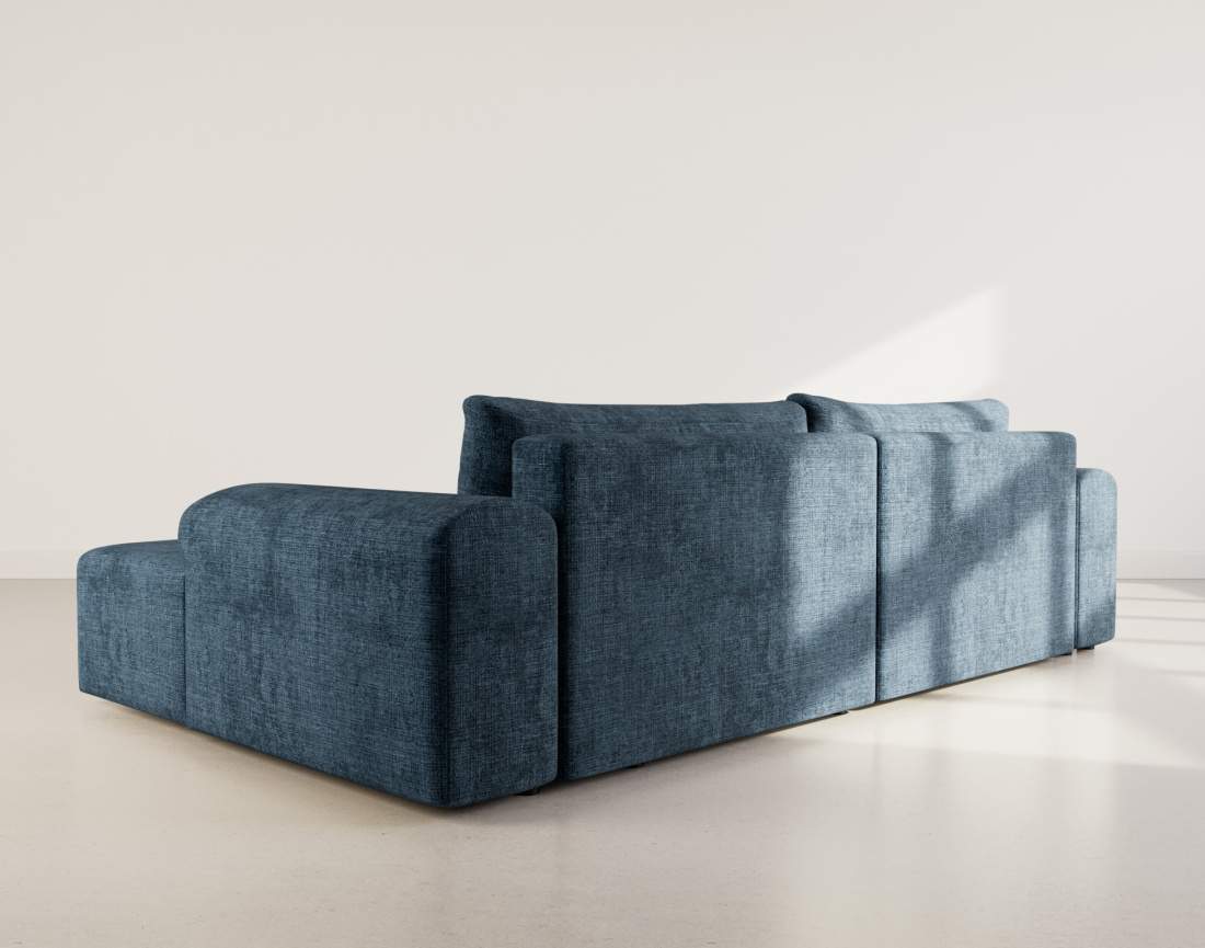 Canapé d'angle droit 4 places convertible avec coffre en velours texturé Rebecca