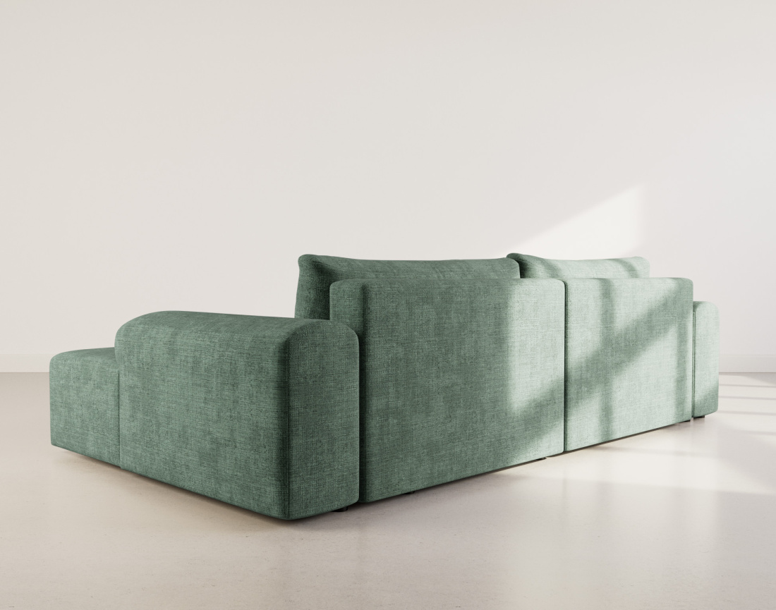 Canapé d'angle droit 4 places convertible avec coffre en velours texturé Rebecca